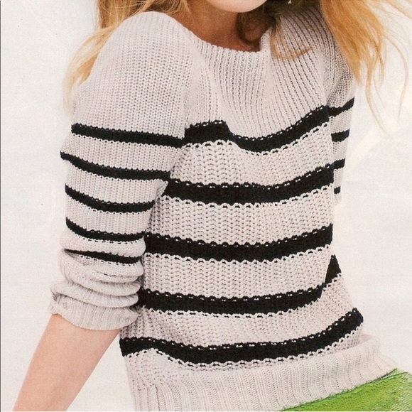 J. Crew Sweaters - J.Crew Turquoise Navy Stripe Cotton Sweater Sz S